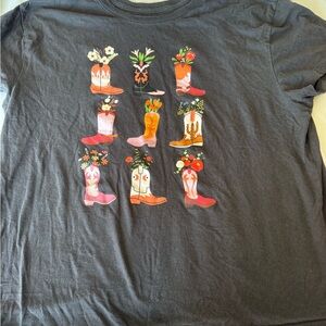 Floral Boot Graphic Tee - Black